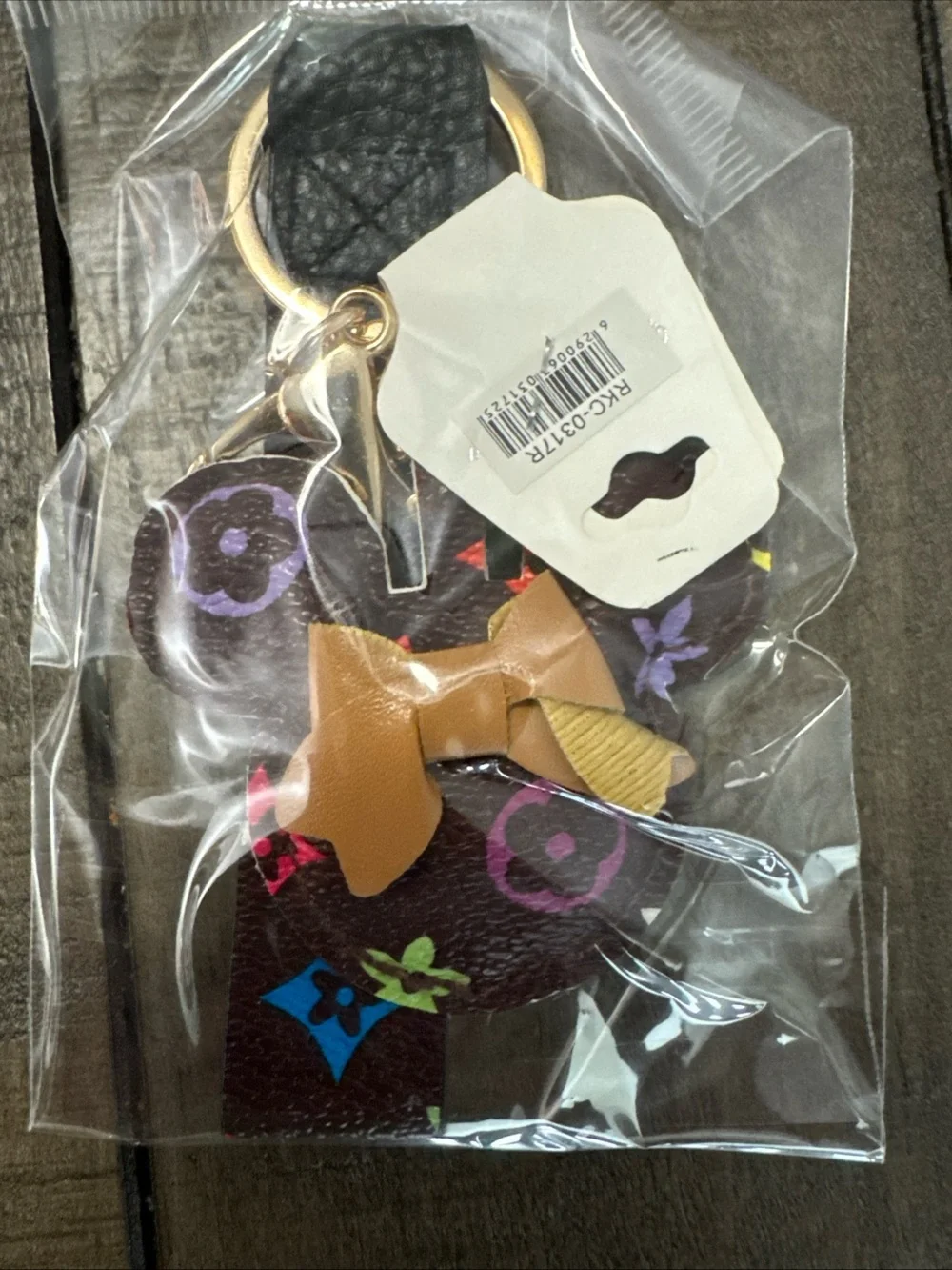 Luxury Purse Design Inspired Mickey Mouse Keychain in White/Multi & Brown/Multi